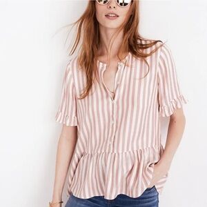 Madewell Striped Ruffle Blouse size small